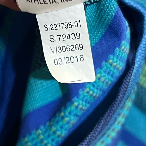 Athleta Tulum T Back Tankini Top Navy Blue Stripes - Picture 5 of 6